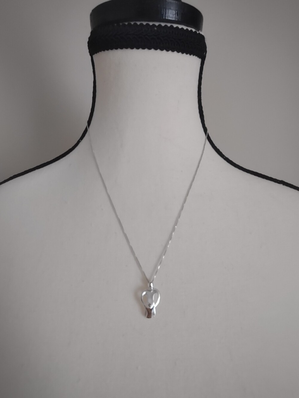 925 Sterling Silver Abstract Heart/Angel Pendant Necklace